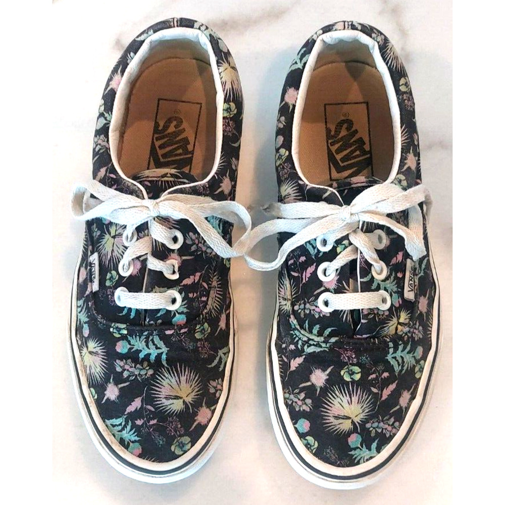 Vans Era Paradise Floral Low‎ Top Sneakers Womens 7, Mens 5.5 Black Milk Thistle